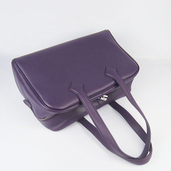 Best Replica Hermes Victoria Cowskin Leather Bag Purple H2802